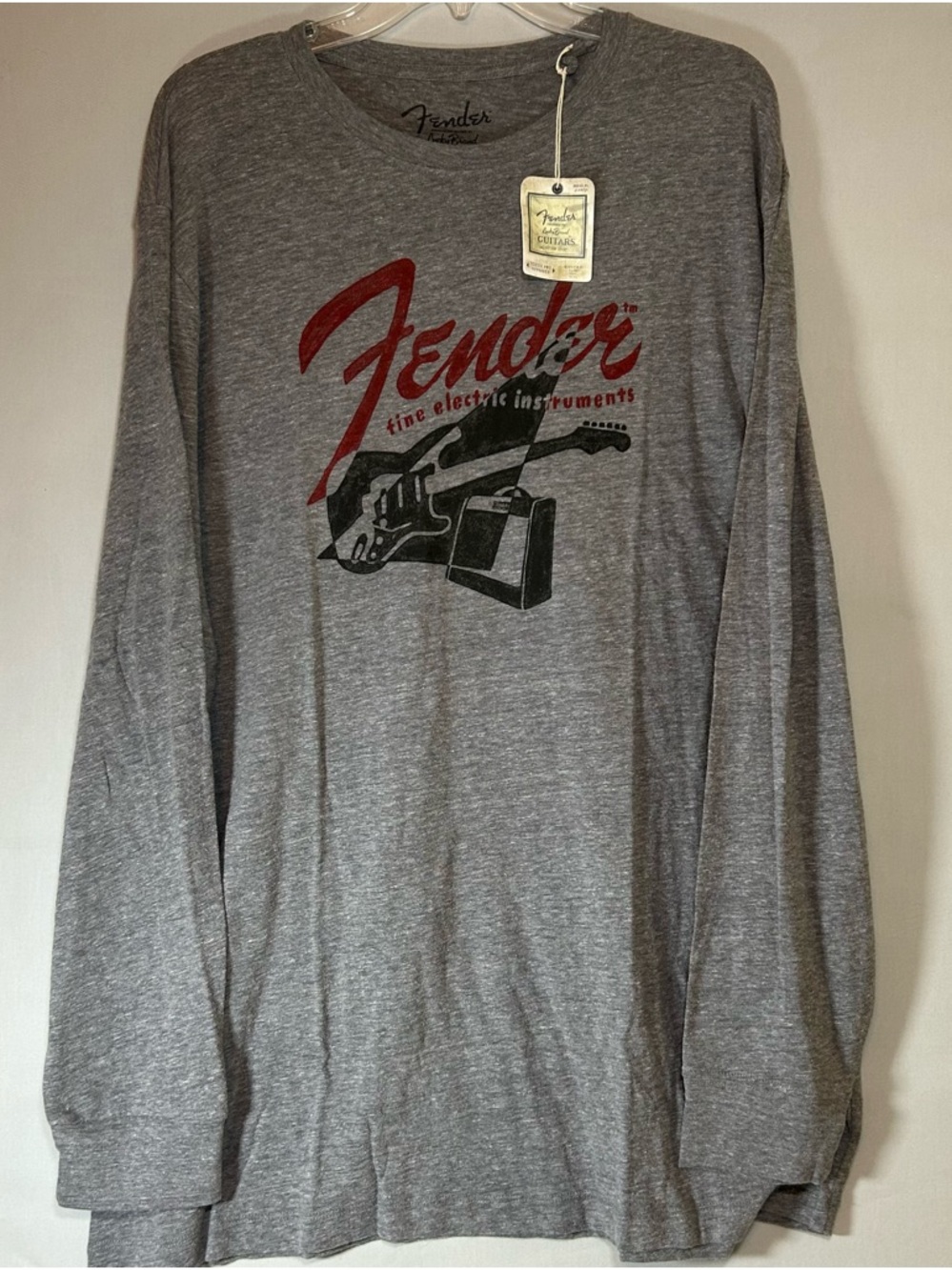 LUCKY BRAND Fender Retro Long Sleeve Tee Men’s Size 1XLT Big & Tall Gray NWT